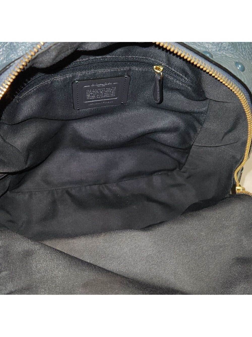 Coach Charlie Double Zipper Leather Backpack With Lacquer Rivets - Picture 14 of 16